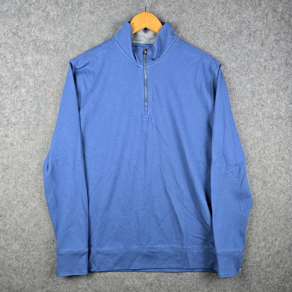Twillory 1/4 Zip Pullover Mens Large Blue Performance Fabric Tailored Fit Preppy